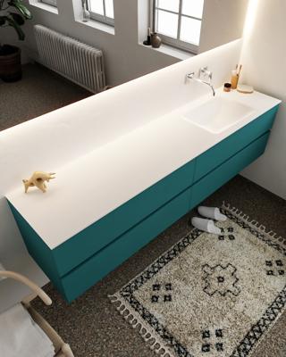 Mondiaz Vica 200cm badmeubel smag 4 lades wastafel Cloud rechts zonder kraangat Mondiaz Vica 200cm badmeubel smag 4 lades wastafel Cloud rechts zonder kraangat