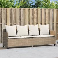 Ligbed met kussenspoly rattan beige