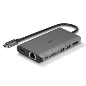 LINDY 43323 USB-C dockingstation Geschikt voor merk: Universeel Geïntegreerde kaartlezer, USB-C Power Delivery