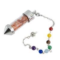 Pendel Edelsteen Rode Agaat Capsule met 7 Chakra Kralenketting - thumbnail