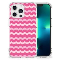 Apple iPhone 13 Pro Doorzichtige Silicone Hoesje Waves Pink