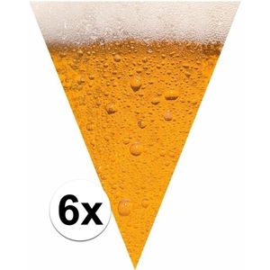 6x Bierfeest versiering vlaggenlijnen 6,4 meter pils print   -