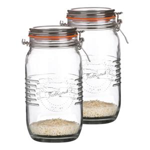 Weckpot/inmaakpot - 2x - 1.5L - glas - met beugelsluiting - D14 x H22 cm