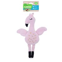 Rosewood Eco Vriendschappelijke pluche Flamingo hond speelgoed met pieper, gemaakt van gerecycleerde plastic flessen