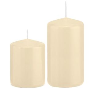 Stompkaarsen set van 2x stuks creme wit 8 en 12 cm