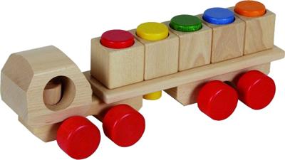 Nic vrachtwagen met bouwblokken hout 30 cm