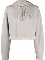 GANNI hoodie crop à logo embossé - Gris