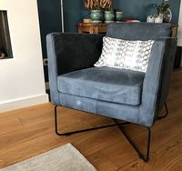 Leren fauteuil met kruisframe - blauw leer - Echt leer, Modern, ontdek de vele Leersoorten en Kleuren bij ShopX - thumbnail