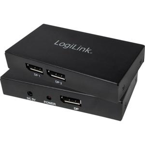 LogiLink 2 poorten DisplayPort-splitter Ultra HD-geschikt 3840 x 2160 Pixel Zwart