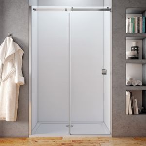 Lacus Schuifdeur Pantella Square Tweedelig Helder Glas Chroom Aluminium Profiel - Schuifdeur Pantella Tweedelig 120x210 cm