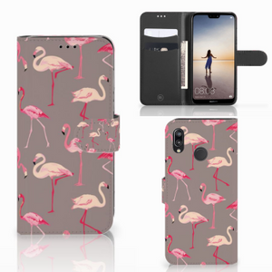 Huawei P20 Lite Telefoonhoesje met Pasjes Flamingo