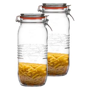 Weckpot/inmaakpot - 2x - 2L - glas - met beugelsluiting - D14 x H27 cm