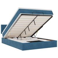vidaXL Ottoman bed met matras 140x200cm fluweel donkerblauw, bedframe, ottoman bedframe, bedframe met opbergruimte onder het bed