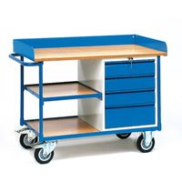 Fetra Hauptartikel 2437 Tafel en kabinetwagen Staal Poedercoating Laadvermogen (max.): 400 kg Stralend blauw (RAL 5007) - thumbnail