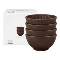 vtwonen Relievo Schaal Ø 15,5 cm - Set van 4 - Warm Brown