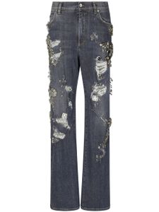 Dolce & Gabbana jean à effet usé droit - Gris