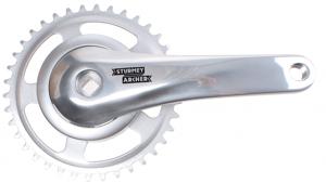 SturmeyArcher Crankset 38T cranklengte 170mm. zilver aluminium spieloos. 92mm cover. -8mm diepte