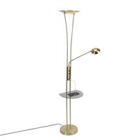 QAZQA Vloerlamp goud met leesarm incl. LED en USB-poort - Sevilla