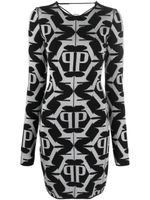 Philipp Plein robe courte à motif monogrammé en jacquard - Noir - thumbnail