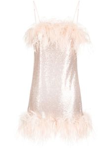 Gilda & Pearl robe courte ornée de plumes - Rose