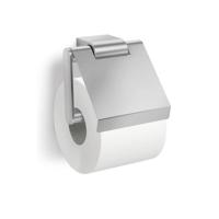 Zack Atore toiletrolhouder met klep 12.4x12.4x5.4cm RVS Mat 40415