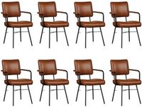 Set van 8 Cognac leren industriële design eetkamerstoelen Solid - Granada leer Savannah (cognac leer)