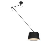 QAZQA Hanglamp zwart met linnen kap zwart 35 cm - Blitz