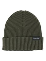 Calvin Klein logo-patch ribbed beanie - Vert