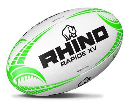 Rhino rugbybal Rhino Rapide XV rubber/katoen wit/groen