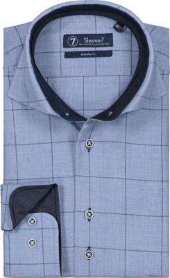 Sleeve7 Heren Overhemd Blauw Geruit Flannel