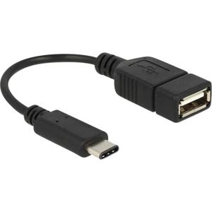 Delock USB-kabel USB 2.0 USB-C stekker, USB-A bus 0.15 m Zwart 65579