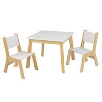 KidKraft 27025 witte, moderne houten tafel met 2 stoelen, voor kinderen. Meubels voor de kinderspeelkamer of slaapkamer