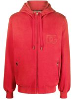 Dolce & Gabbana hoodie zippé en coton à logo - Rouge