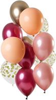 Folat 69375 Ballonnen Rich Ruby, 30 cm, 12 stuks latex heliumballonnen, verjaardagsdecoratie, rood-combo, 30 cm
