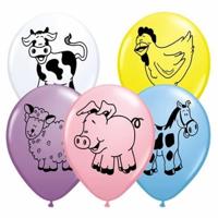 Ballonnen met boerderij dieren 5 stuks