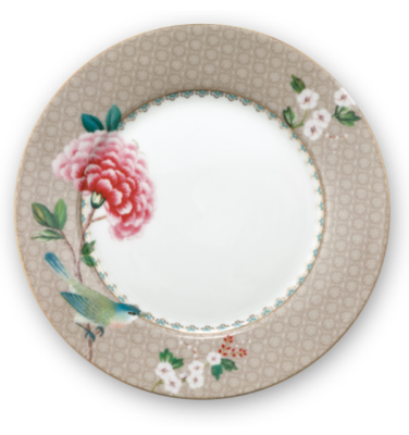 Pip Studio Blushing Birds 21cm bord (Kleur: khaki) Pip Studio Blushing Birds 21cm bord (Kleur: khaki)