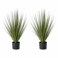 2x Groene grasplanten/kunstplanten Carex 78 cm in zwarte pot