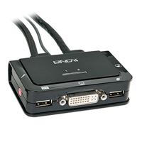 Lindy 42341 DVI KVM Switch Compact USB 2.0 Audio 2 Port zwart