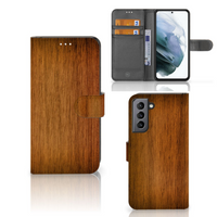 Samsung Galaxy S21 FE Book Style Case Donker Hout - thumbnail