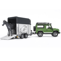 Bruder Land Rover Defender incl. paardentrailer en paard - thumbnail