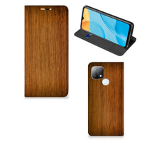 OPPO A15 Book Wallet Case Donker Hout