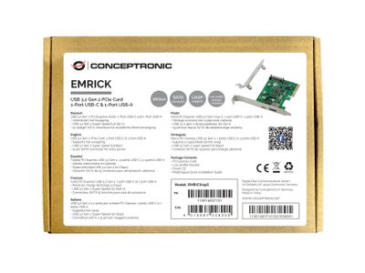 Conceptronic EMRICK USB 3.2 Gen 2 PCI-Express-Karte, 1-Port-USB-C und 1-Port-USB-A PCI Express kaart PCIe