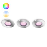 Philips Inbouwspots Hue Xamento - White and color set van 3 RVS spots 929003074801