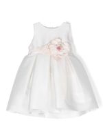 Mimilù robe longue à appliques fleurs - Blanc