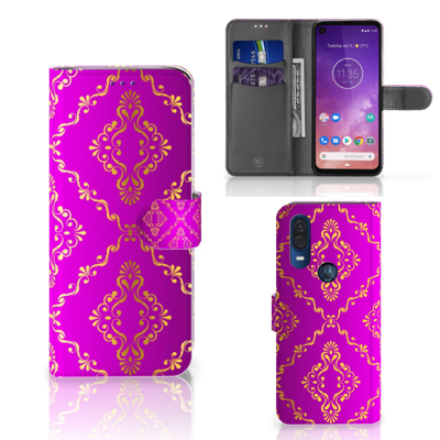 Wallet Case Motorola One Vision Barok Roze Wallet Case Motorola One Vision Barok Roze