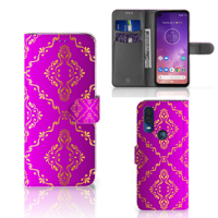 Wallet Case Motorola One Vision Barok Roze
