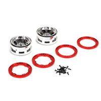 2.2 Beadlock Wheels, Chrome with Red Rings (2) (LOS43005) - thumbnail