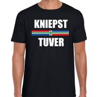 Gronings dialect shirt Kniepst tuver met Groningse vlag zwart voor heren 2XL  -