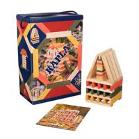 KAPLA Herfsttrommel 200 gekleurde plankjes (oranje, groen en geel) met bouwboekje, houten speelgoed, bouwset, vanaf 2 jaar oud