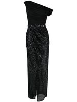 Elisabetta Franchi robe longue ornée de sequins à épaules dénudées - Noir - thumbnail